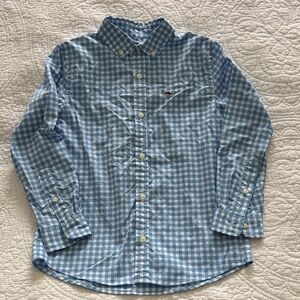 Vineyard Vines Kids Performance Blue and White Gingham Button Down Shirt